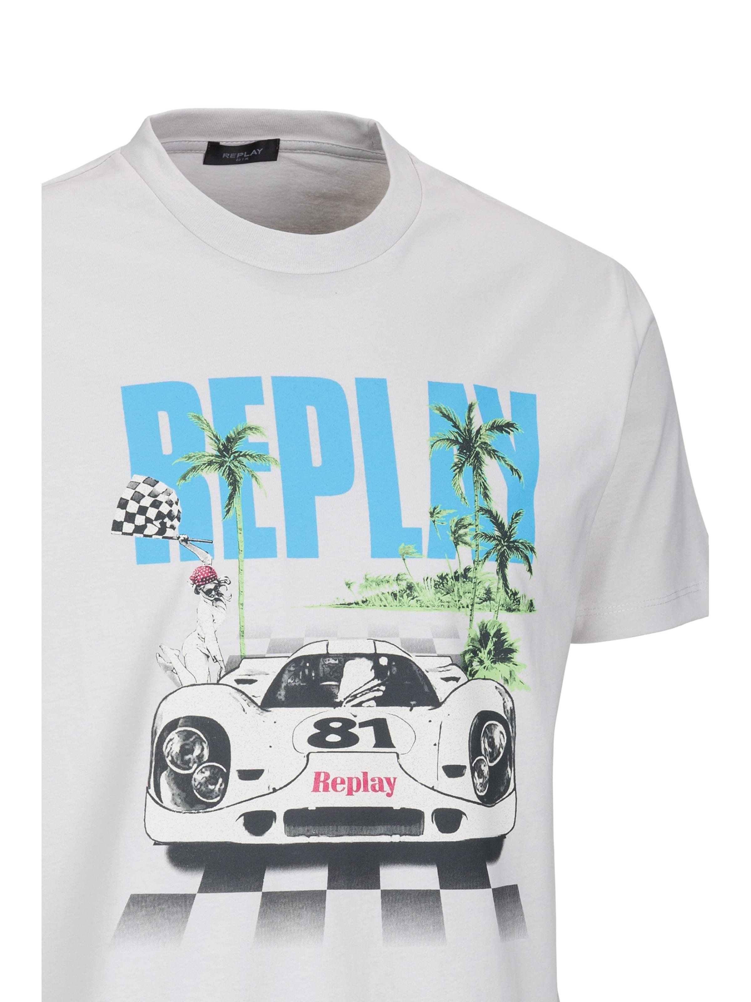 REPLAY Shirt 'Racing Car' in White