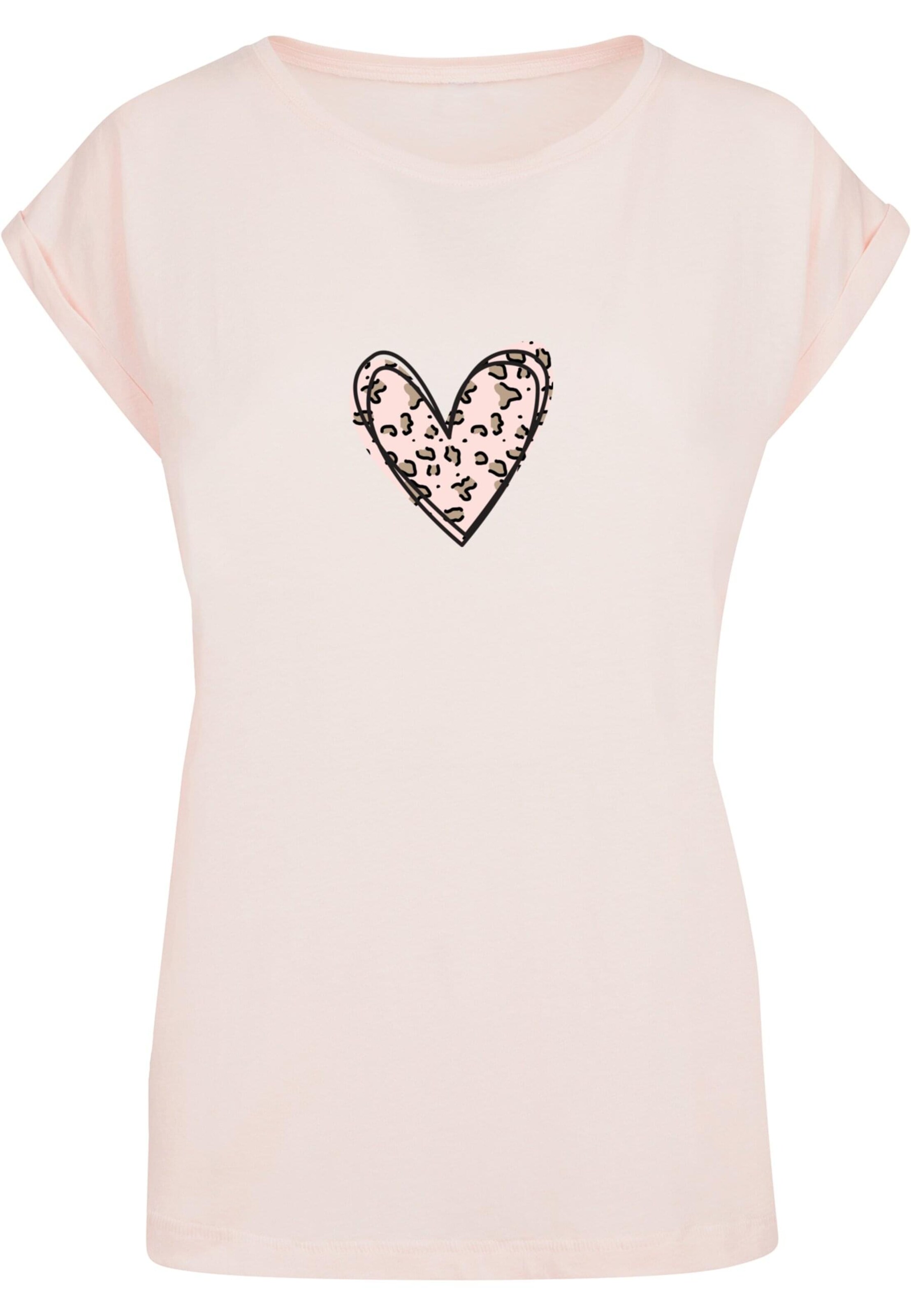 Merchcode Shirt 'Valentines Day - Leopard Heart' in Pink: front