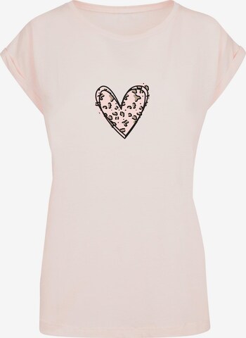 Maglietta 'Valentines Day - Leopard Heart' di Merchcode in rosa: frontale