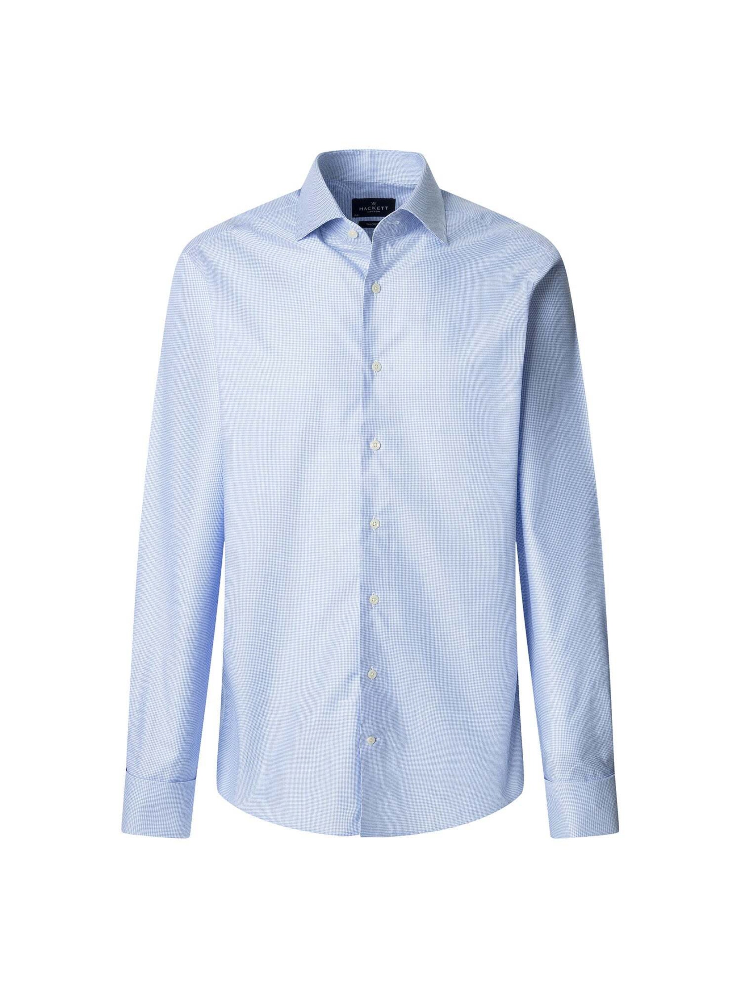 Hackett London Regular Fit Hemd 'Mini Gingham' in Blau: Vorderseite