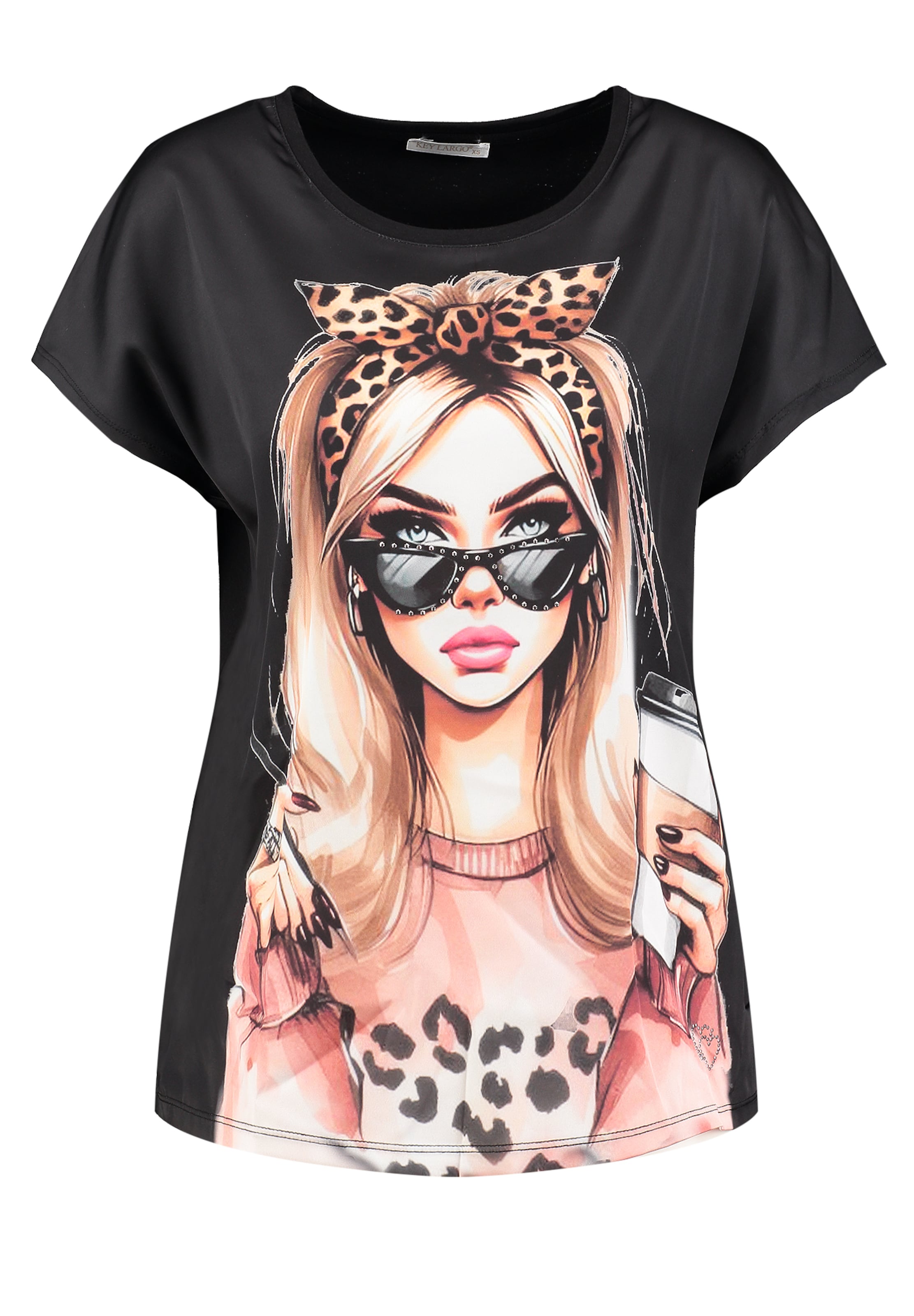 Key Largo T-shirt 'GIRL' en nude / cognac / rouge pastel / noir, Vue avec produit