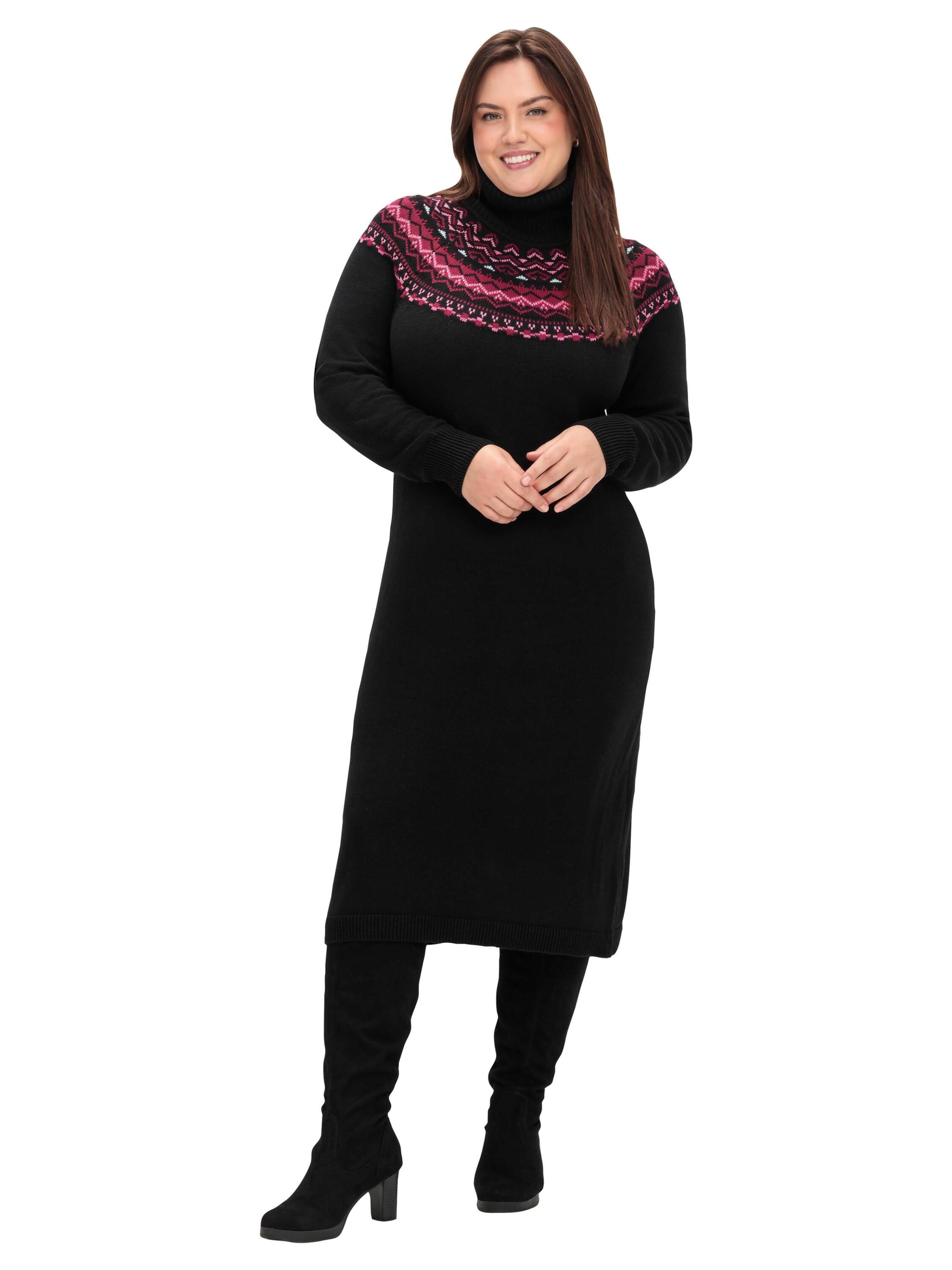 SHEEGO Strickkleid in Schwarz: Vorderseite