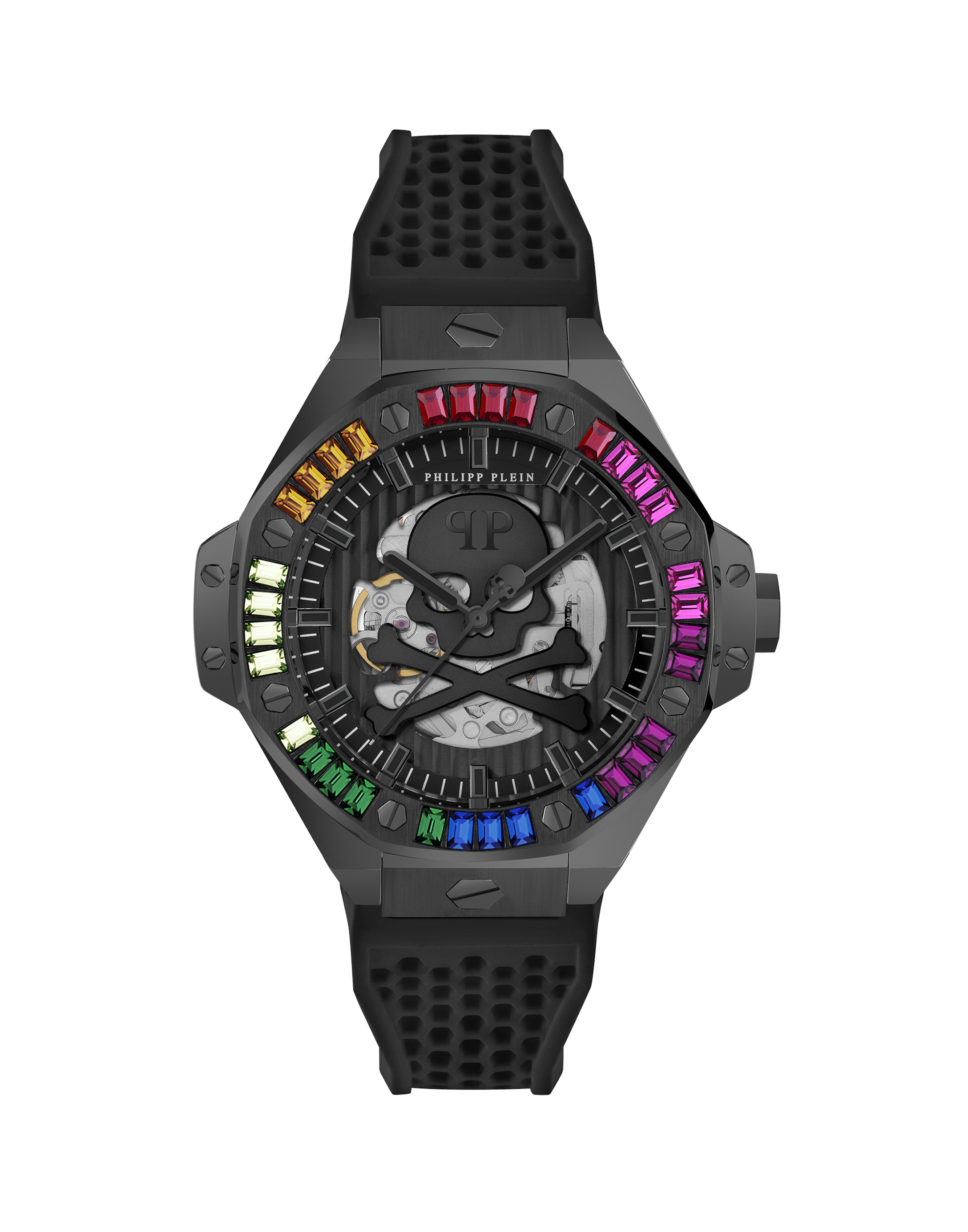 Philipp Plein Analoog horloge 'Skeleton Royal' in Zwart: voorkant