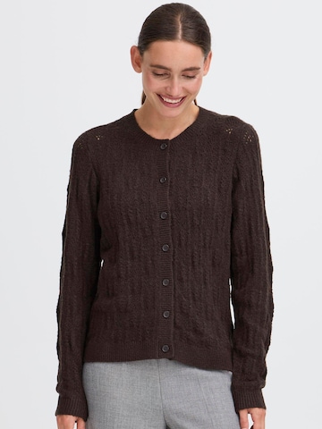 Oxmo Gebreid vest 'Sinva' in Bruin: voorkant