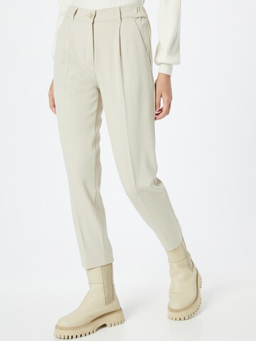 Sisley Regular Trousers with creases in Beige: front