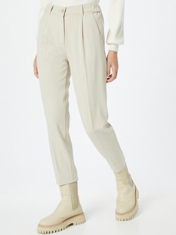 Sisley Regular Trousers with creases in Beige: front