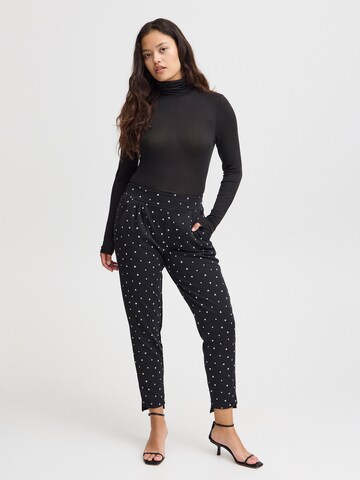 ICHI Tapered Bandplooibroek 'IH KATE' in Zwart