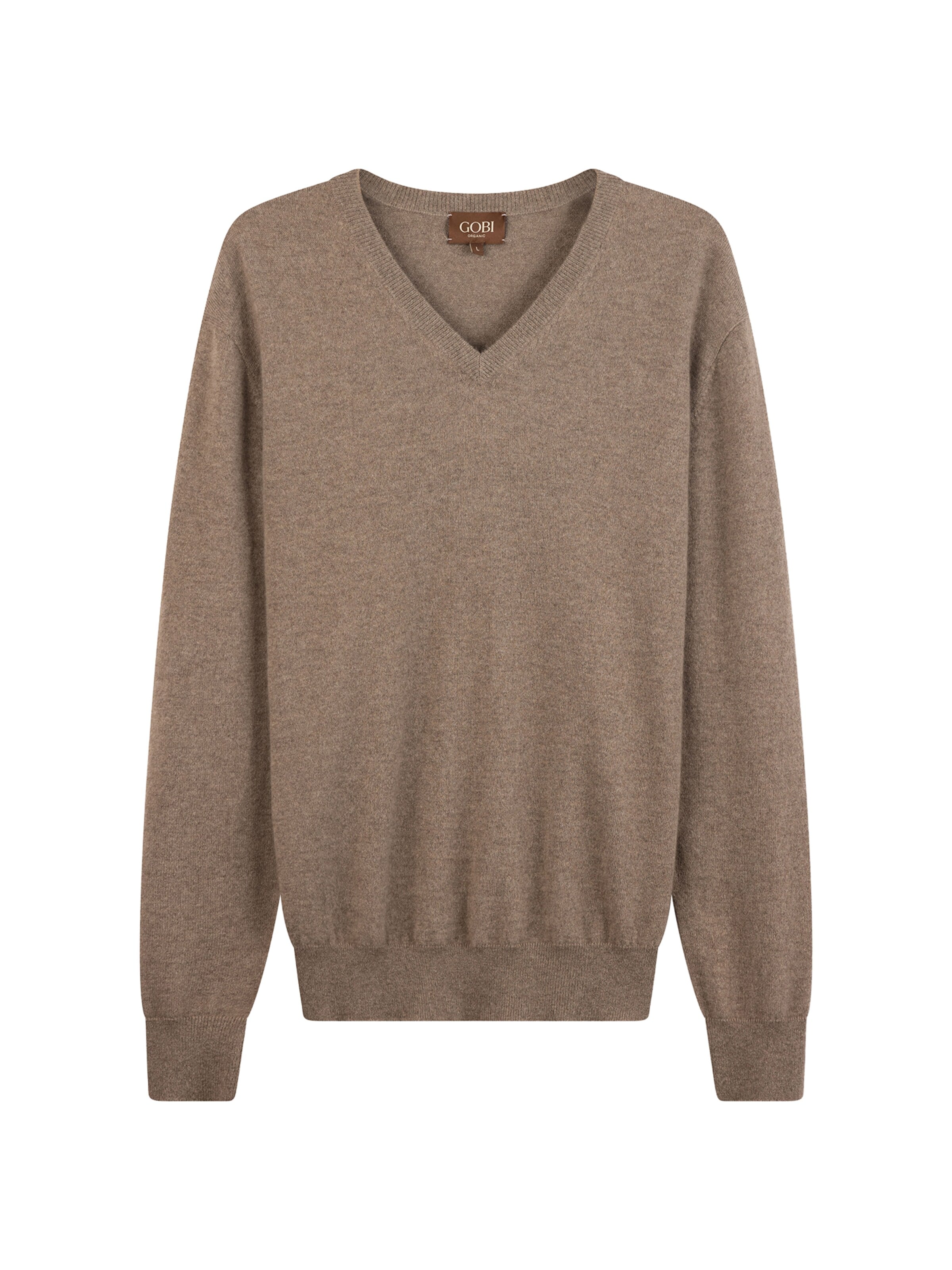 Pull-over 'Men's Essential Cashmere V-Neck Sweater' GOBI Cashmere en gris : devant
