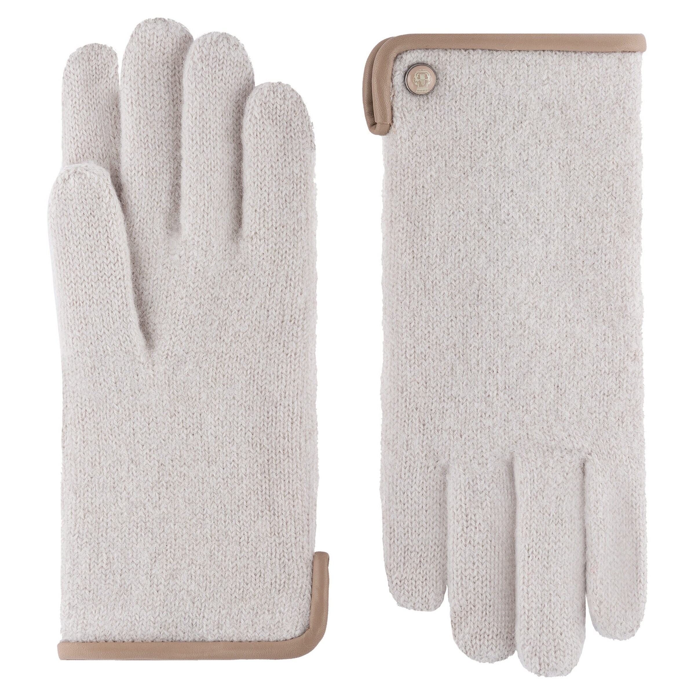 Roeckl Full finger gloves 'FELTED WOOL' in Beige: front