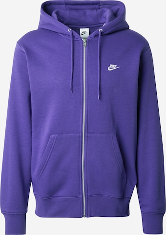 Nike Sportswear Кофта на молнии 'CLUB' в Лиловый: спереди