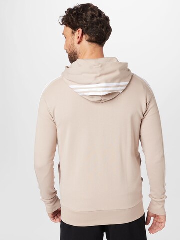 ADIDAS SPORTSWEAR Athletic Zip-Up Hoodie 'Essentials French Terry 3-Stripes ' in Beige