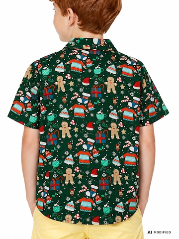 King Kameha Regular fit Overhemd 'Christmas Gingerbread' in Groen