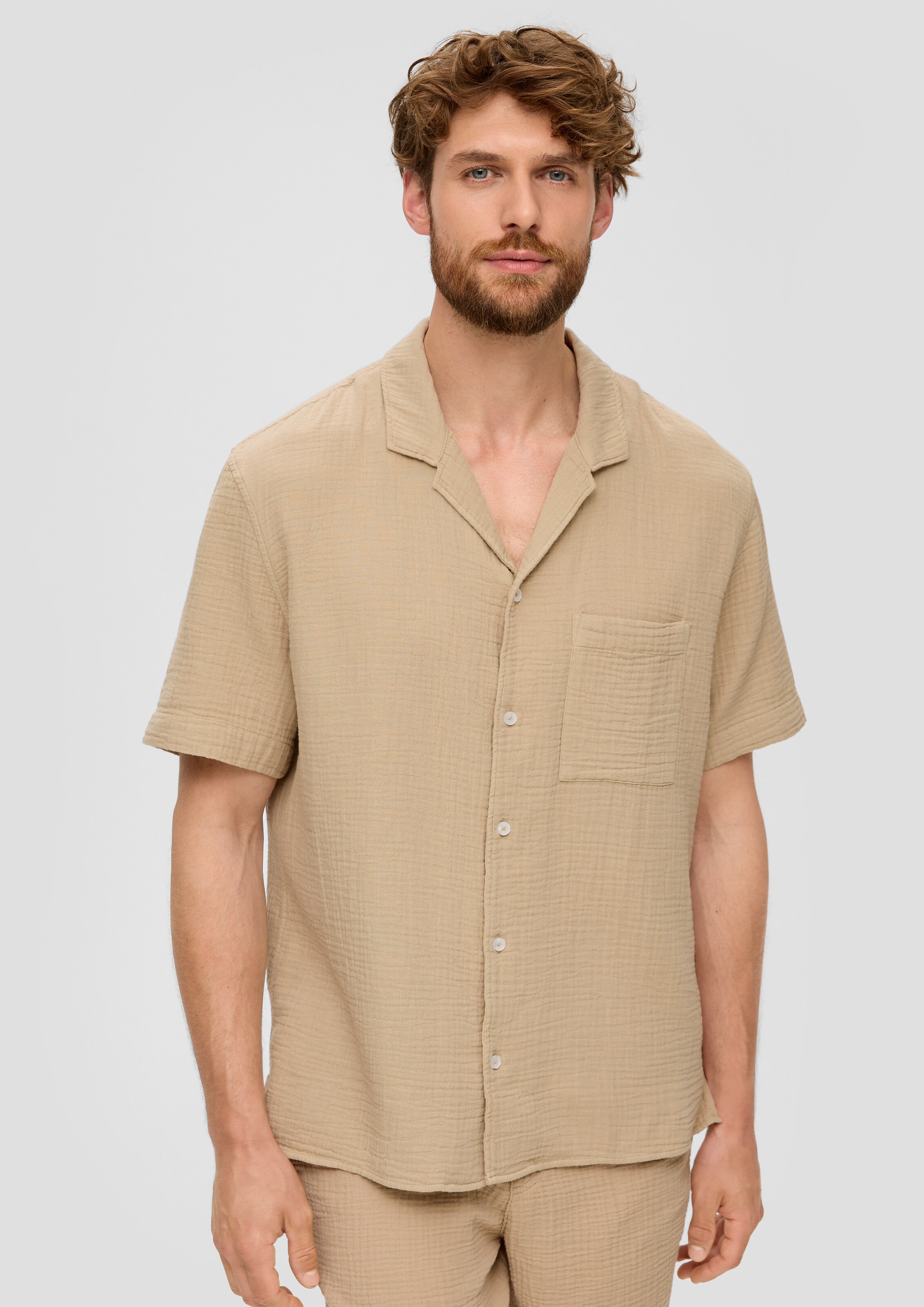 s.Oliver Regular fit Overhemd in Beige: voorkant