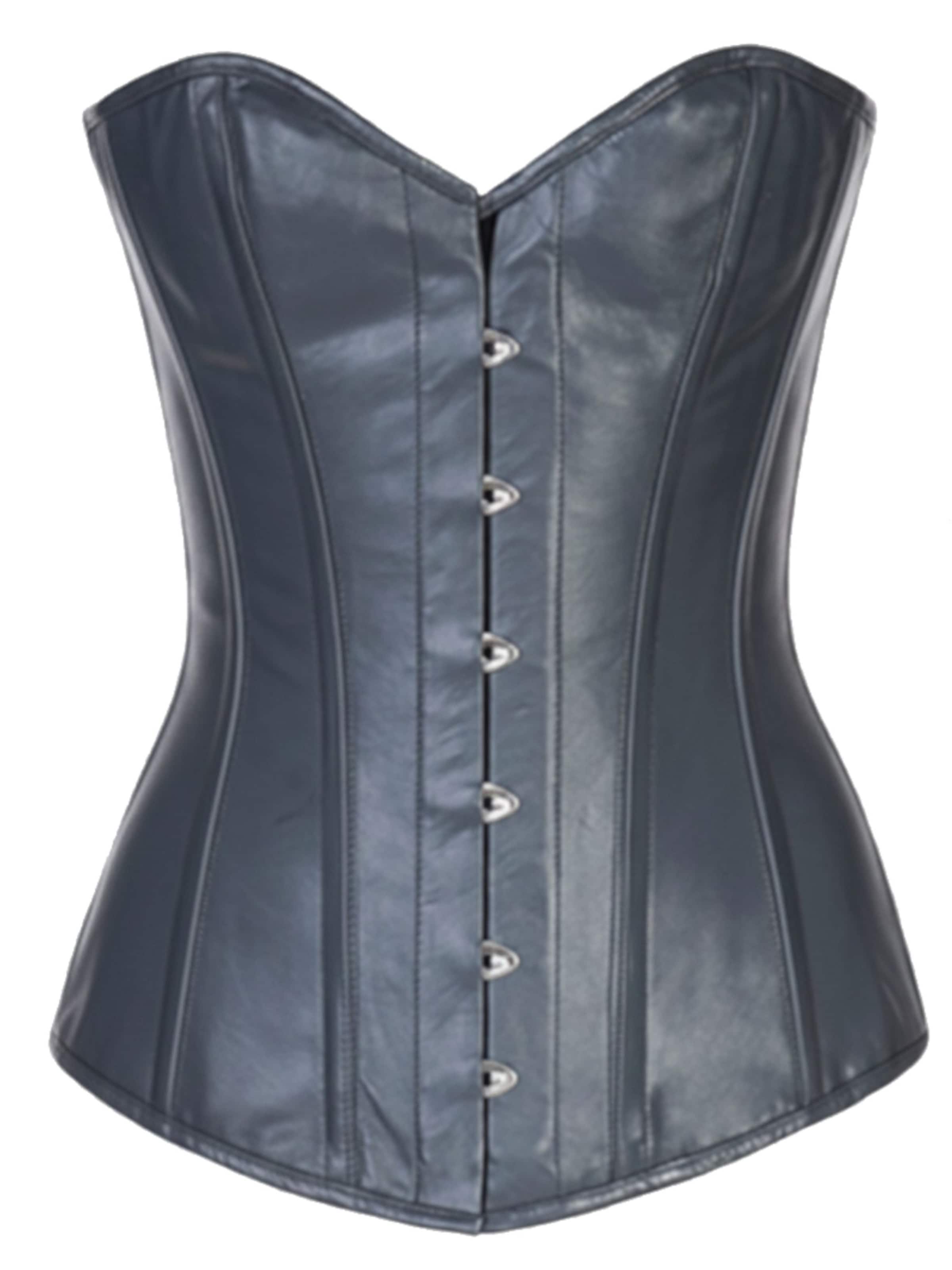fapedo Bodice 'Leder Vollbrust Korsett Corsage Lx99' in Grey: front