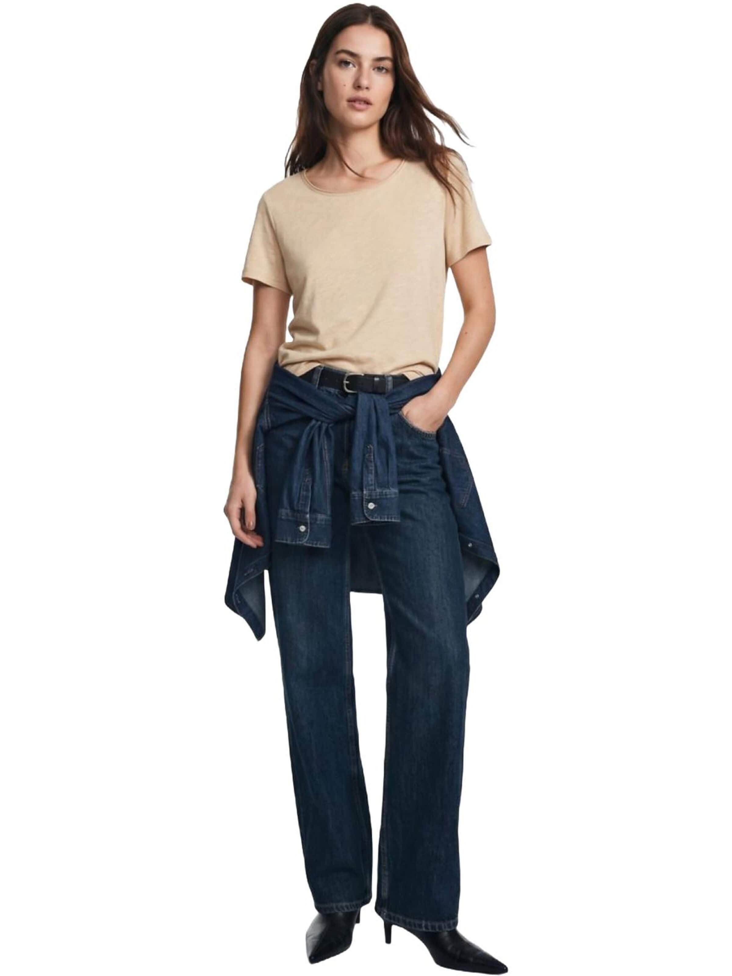 LTB Jeans - Camiseta 'U-Neck T-Shirt' en beige: frente