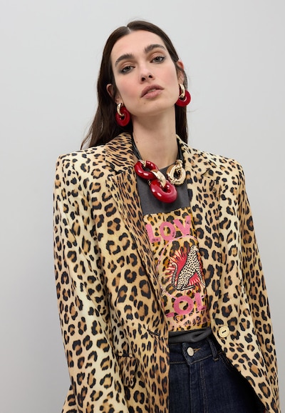 Lola Casademunt Blazer i lysebeige / Brokade / sort, Produktvisning