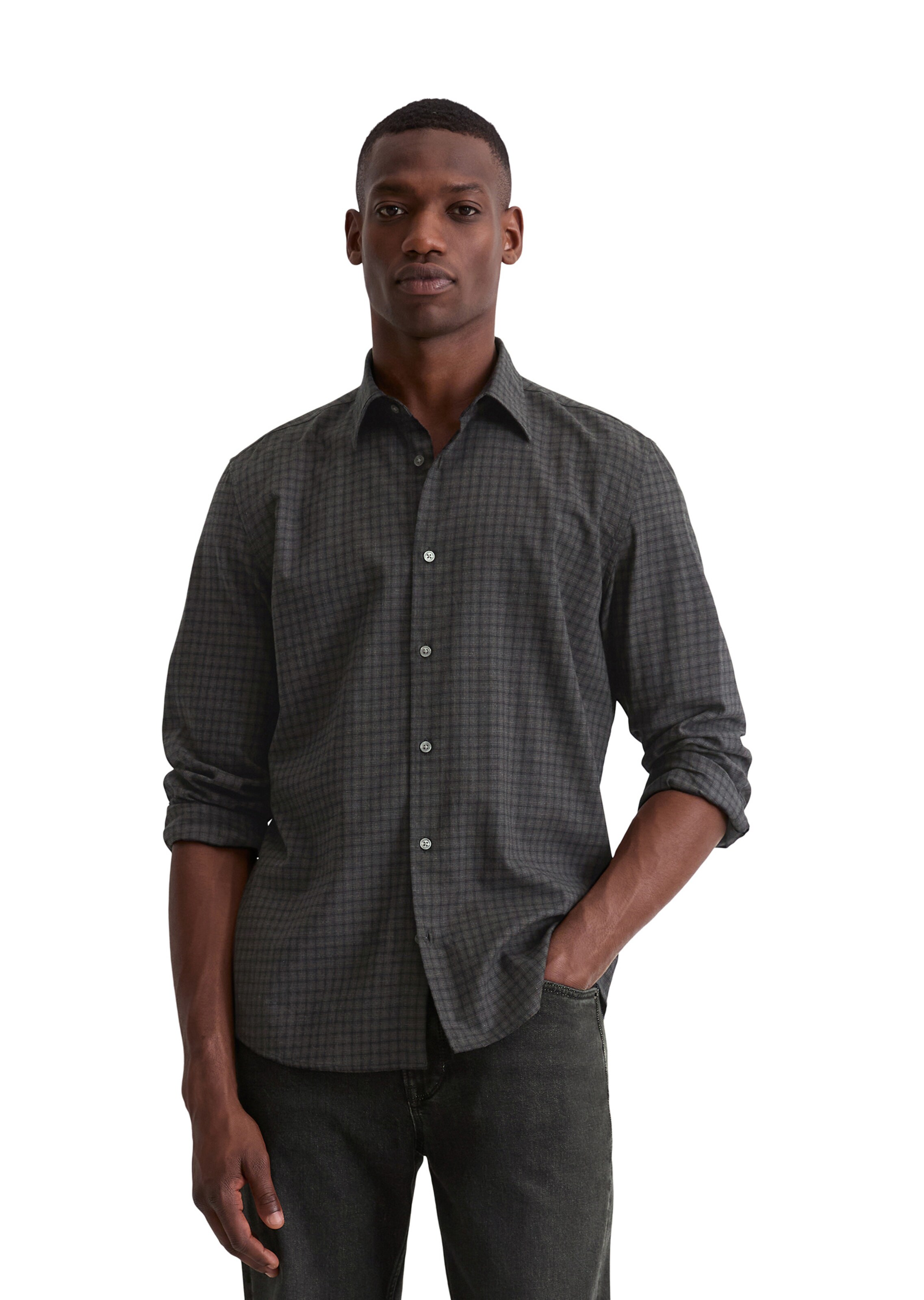 Marc O'Polo Regular fit Button Up Shirt in Black: front