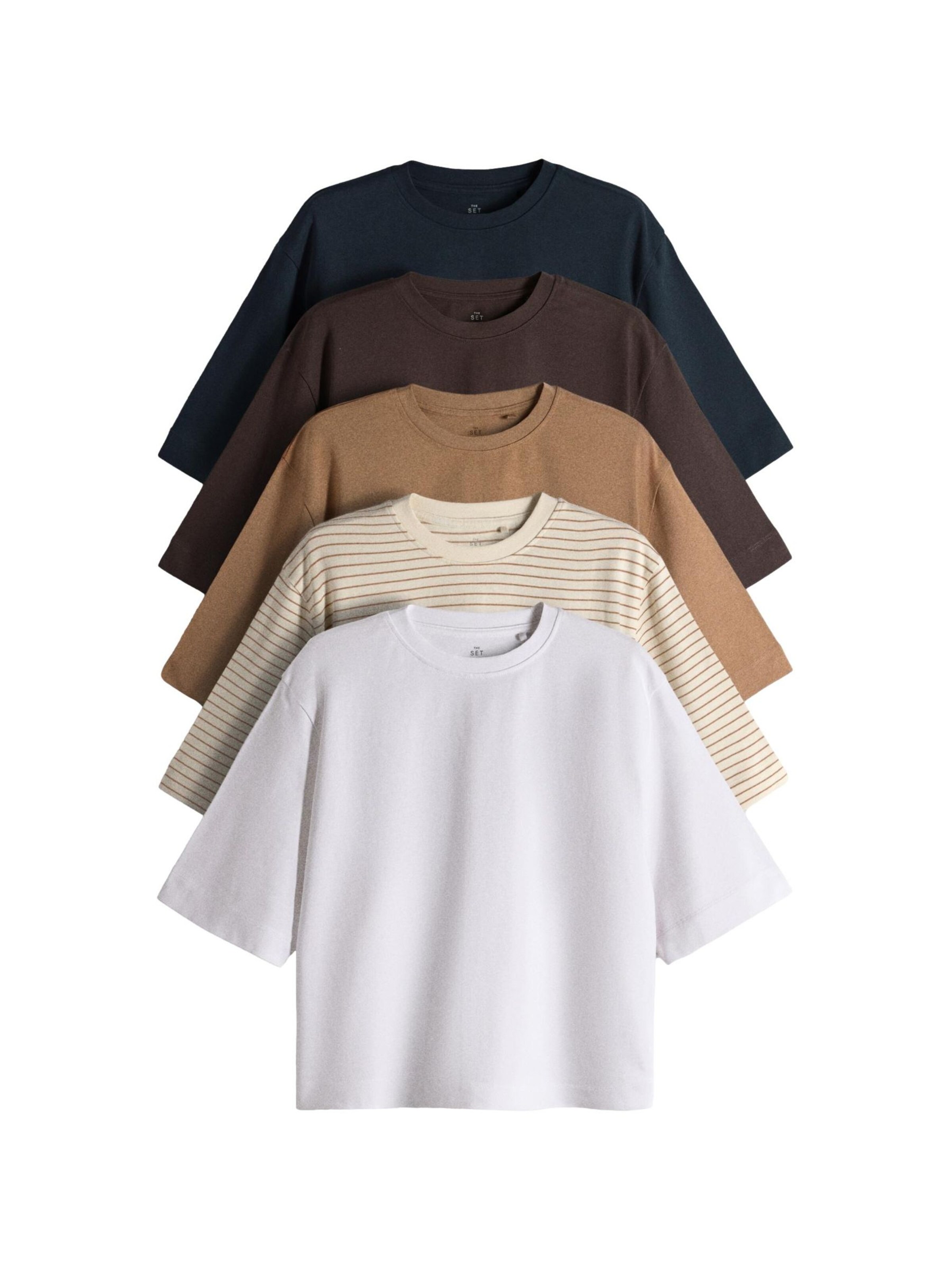 The Set T-Shirt in Beige: Vorderseite
