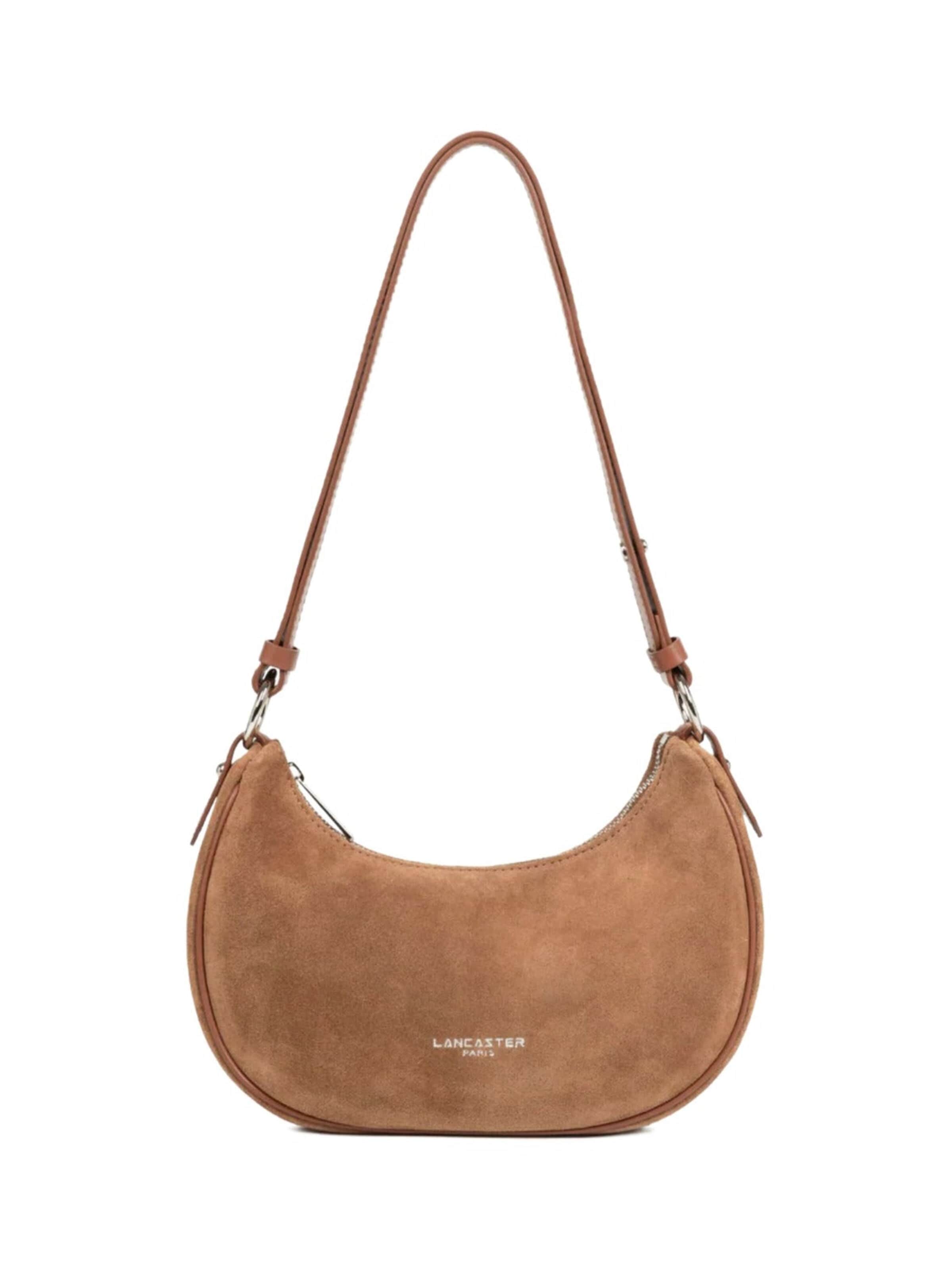 Sac bandoulière 'Lancaster Sac besace Zippé S Suède Camel' LANCASTER Paris en marron : devant