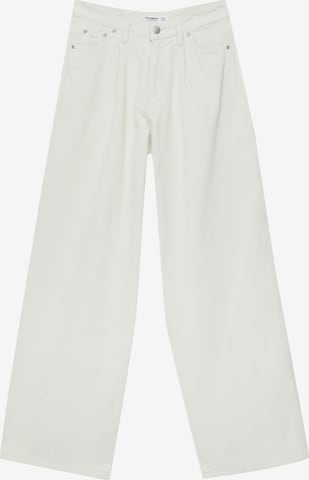 Pull&Bear Wide leg Jeans in Beige: front