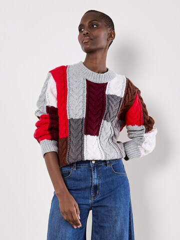 Apricot Colour Block Chunky Knit Cable Jumper ' ' in Grau: Vorderseite