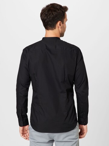 JACK & JONES Slim fit Button Up Shirt 'JOE' in Black