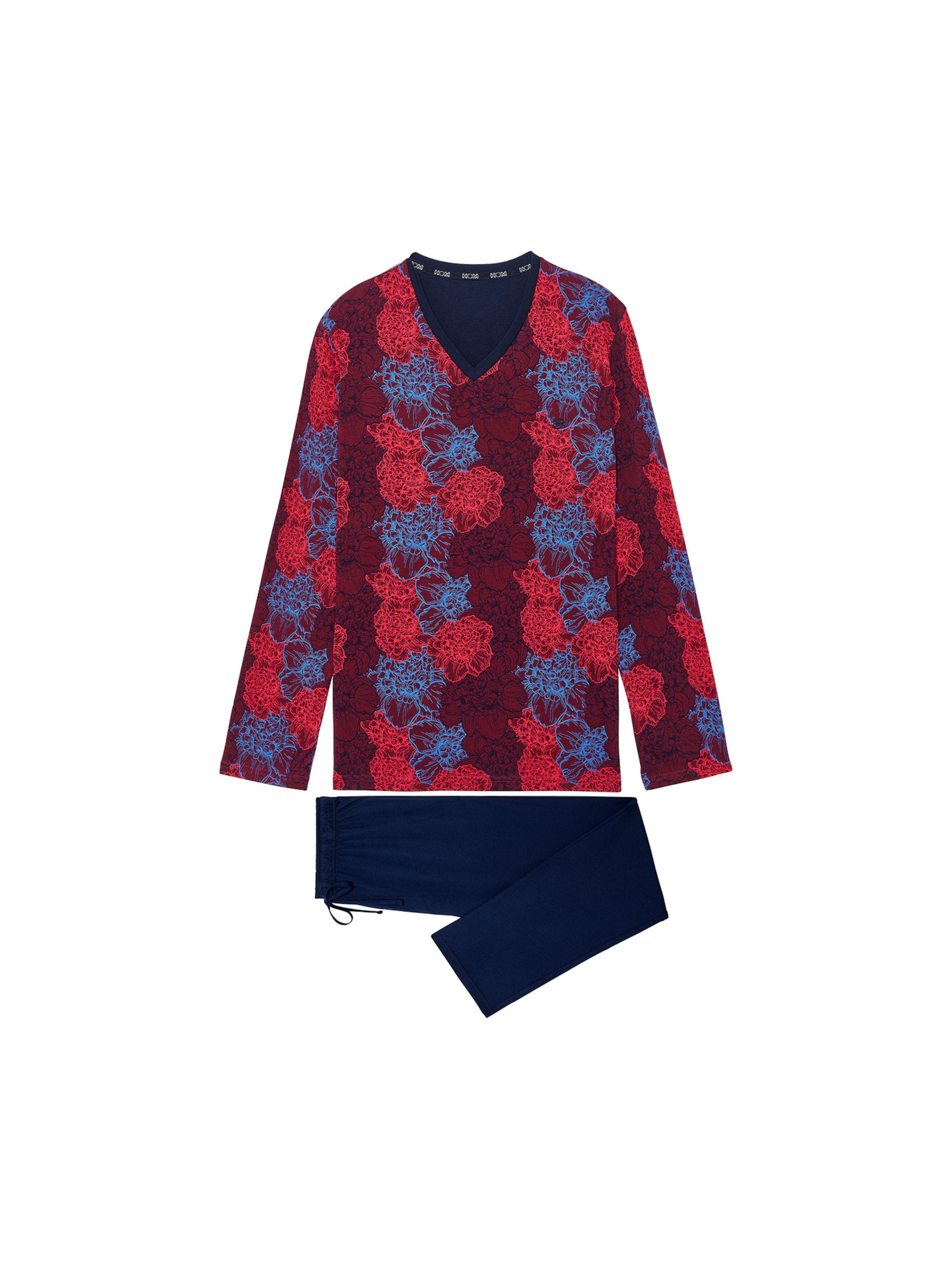 HOM Pyjama lang ' Bouquet Long Sleepwear ' in Blauw: voorkant