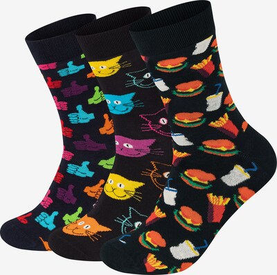 Happy Socks Chaussettes en bleu / jaune / violet / rouge feu / noir, Vue avec produit