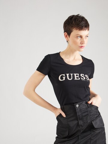 GUESS - Camiseta en negro: frente