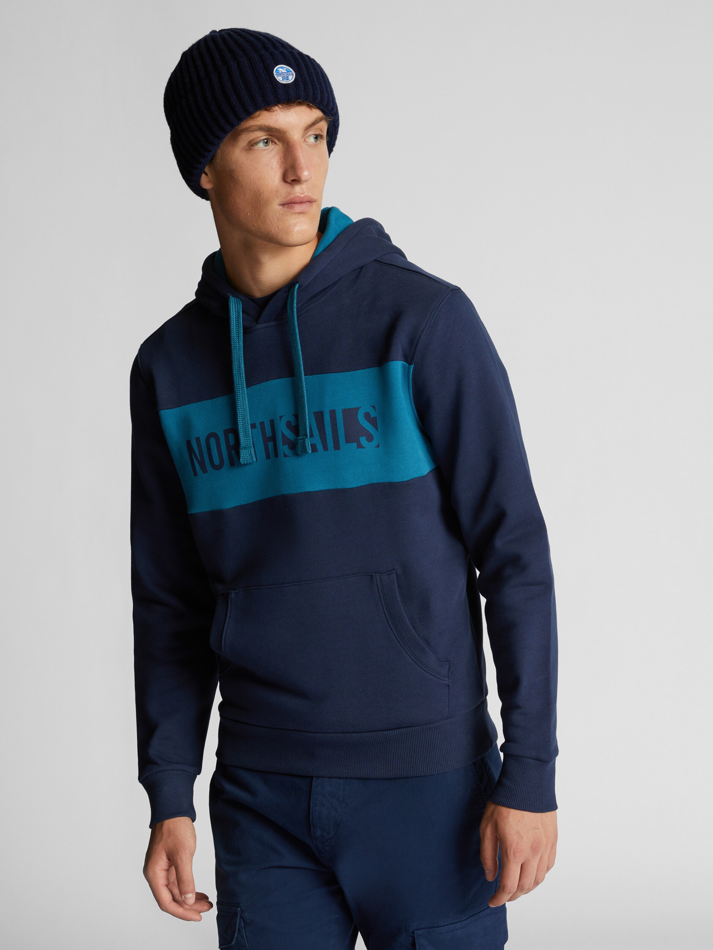 Männer Große Größen North Sails Kapuzen-Sweatshirt in Navy, Himmelblau - ED08282 Männer Große Größen North Sails Kapuzen-Sweatshirt in Navy, Himmelblau - ED08282