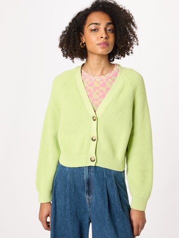 Monki Knit Cardigan in Green: front