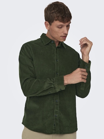 Only & Sons Regular fit Button Up Shirt 'Tyn' in Green