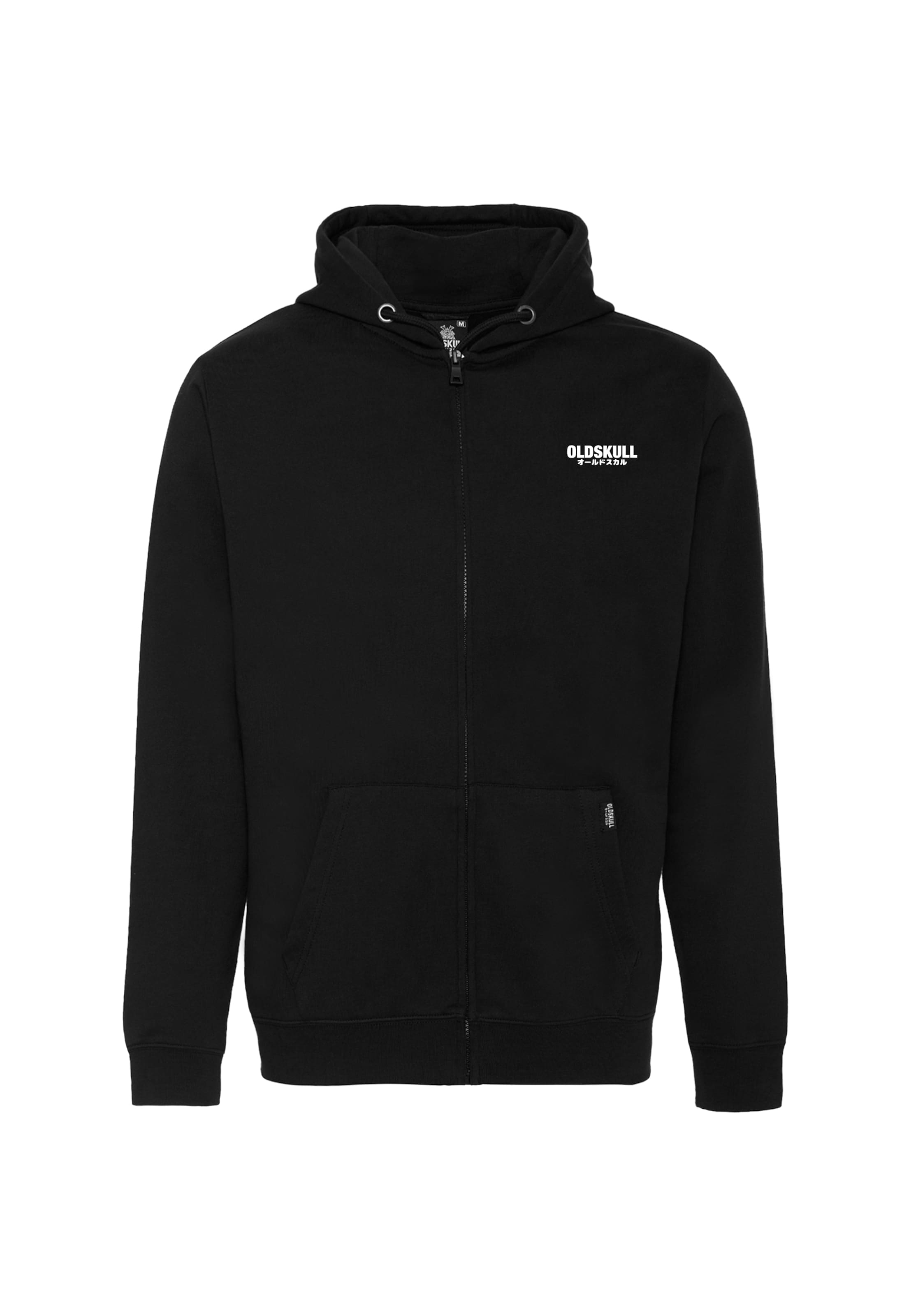 Oldskull Zip-Up Hoodie 'Basic Osk Logo' in Black: front