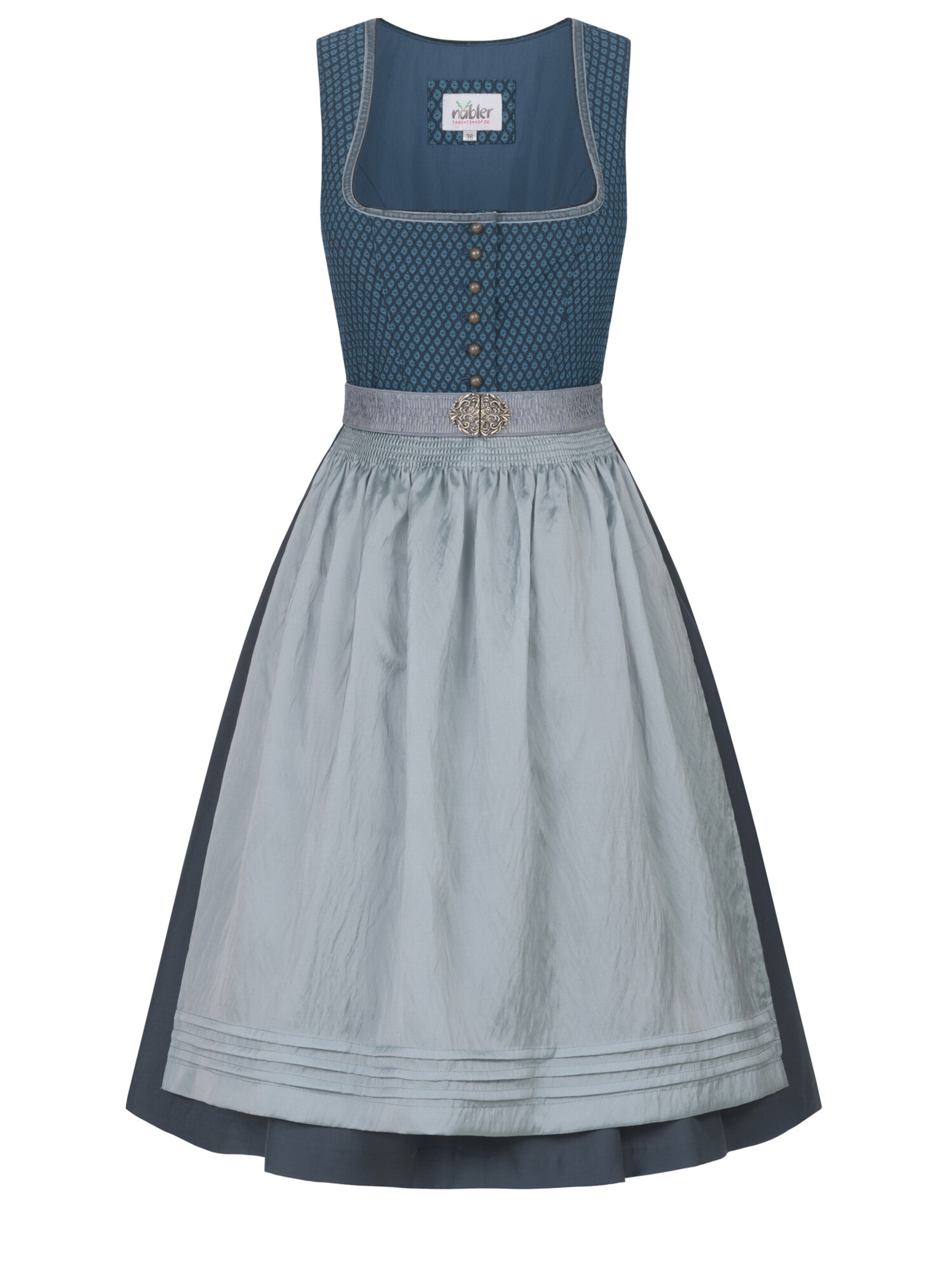 Trachtenhof Nübler Dirndl 'Dirndl midi Gudrun' in Blau: Vorderseite