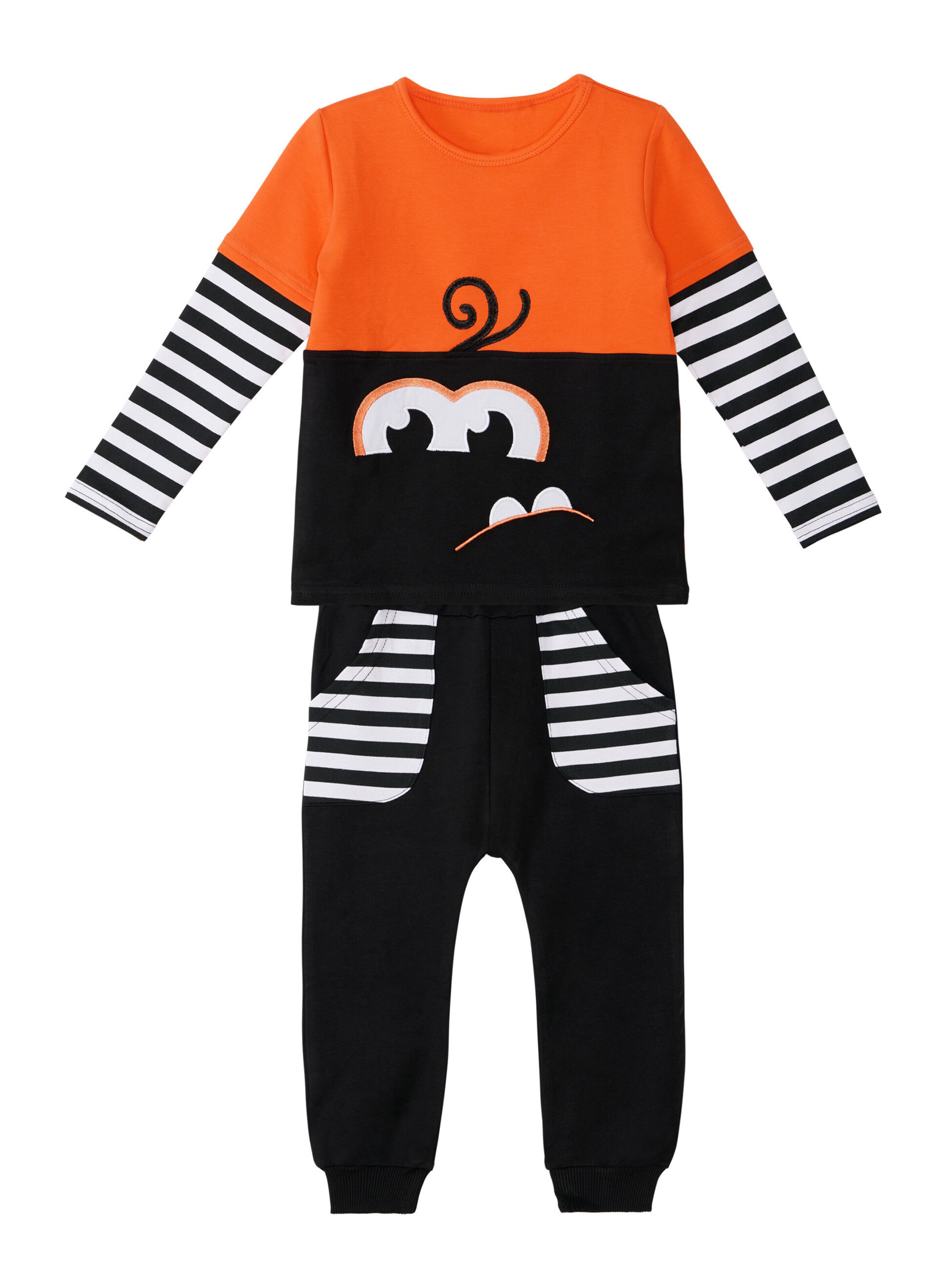 Survêtement 'Monster Joe' Denokids en orange : devant