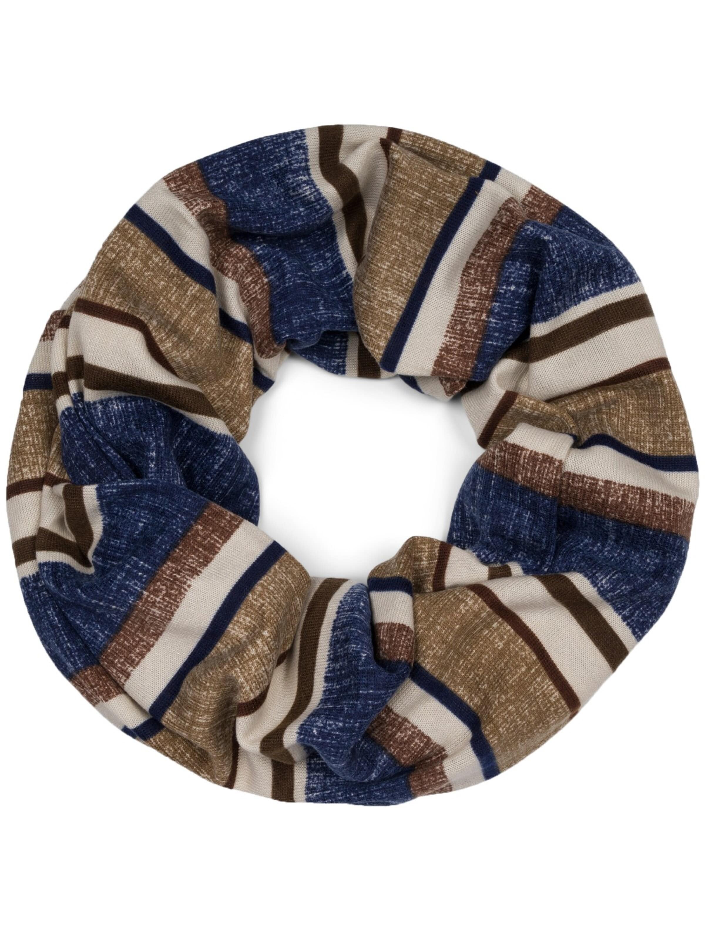 styleBREAKER Schlauchschal 'Feinstrick Loop Schal Streifen'‌‌‌‌‌‌‌‌‌ in Blau: Vorderseite