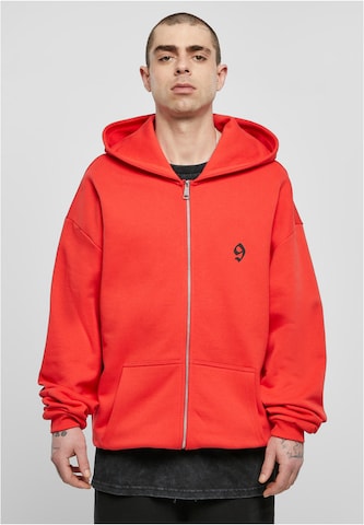 9N1M SENSE Zip-Up Hoodie in Red: front