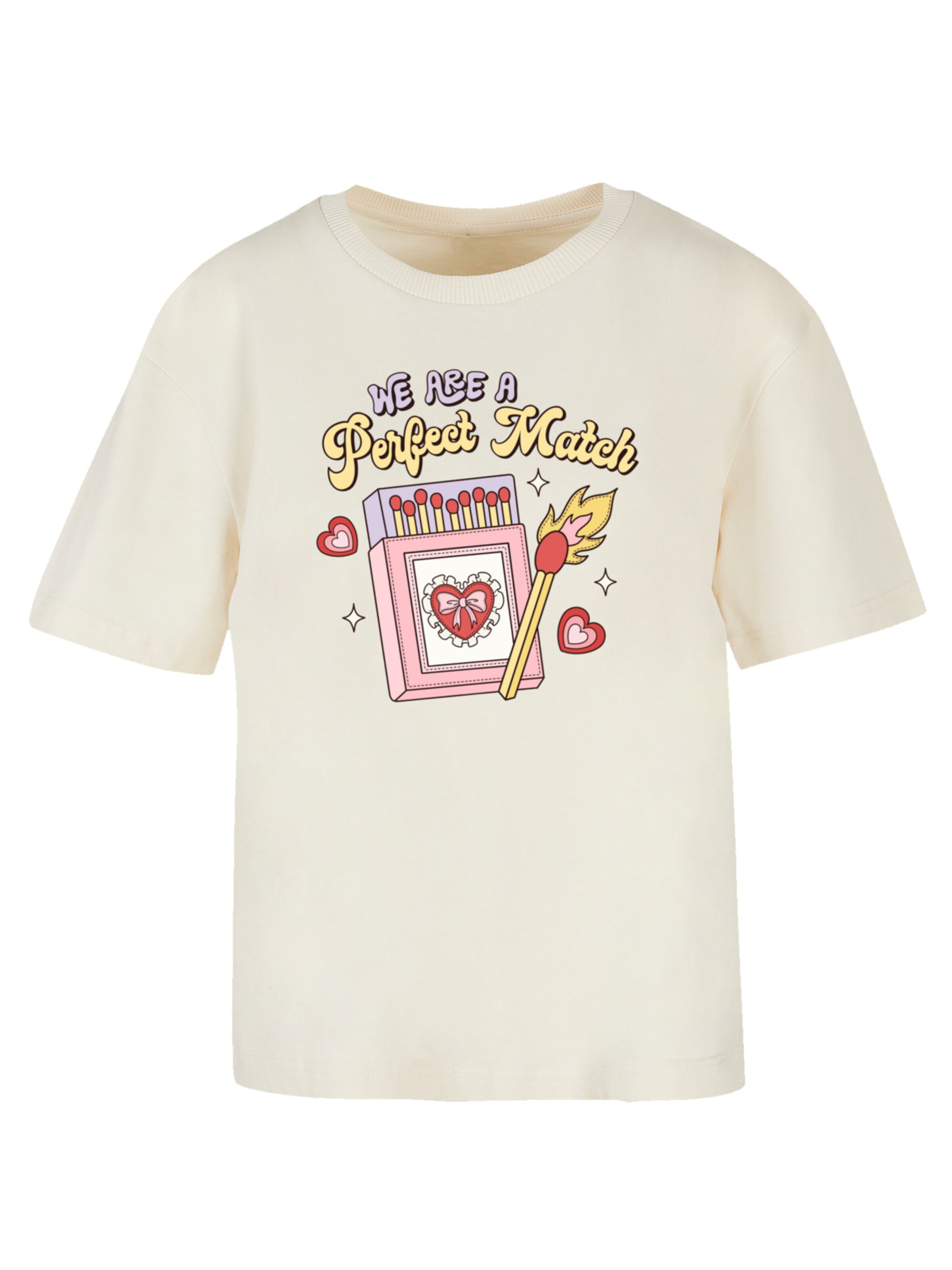 T-shirt 'We Are A Perfect Match Love' F4NT4STIC en beige : devant