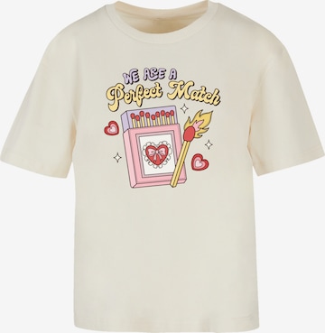 T-shirt 'We Are A Perfect Match Love' F4NT4STIC en beige : devant