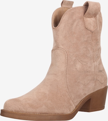 Bottes de cowboy Elara en beige : devant