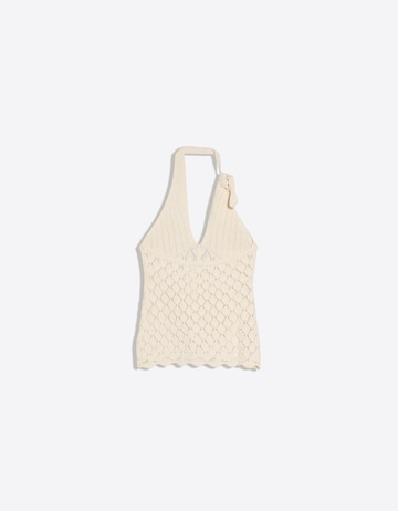 Bershka Top z dzianiny w kolorze beżowy