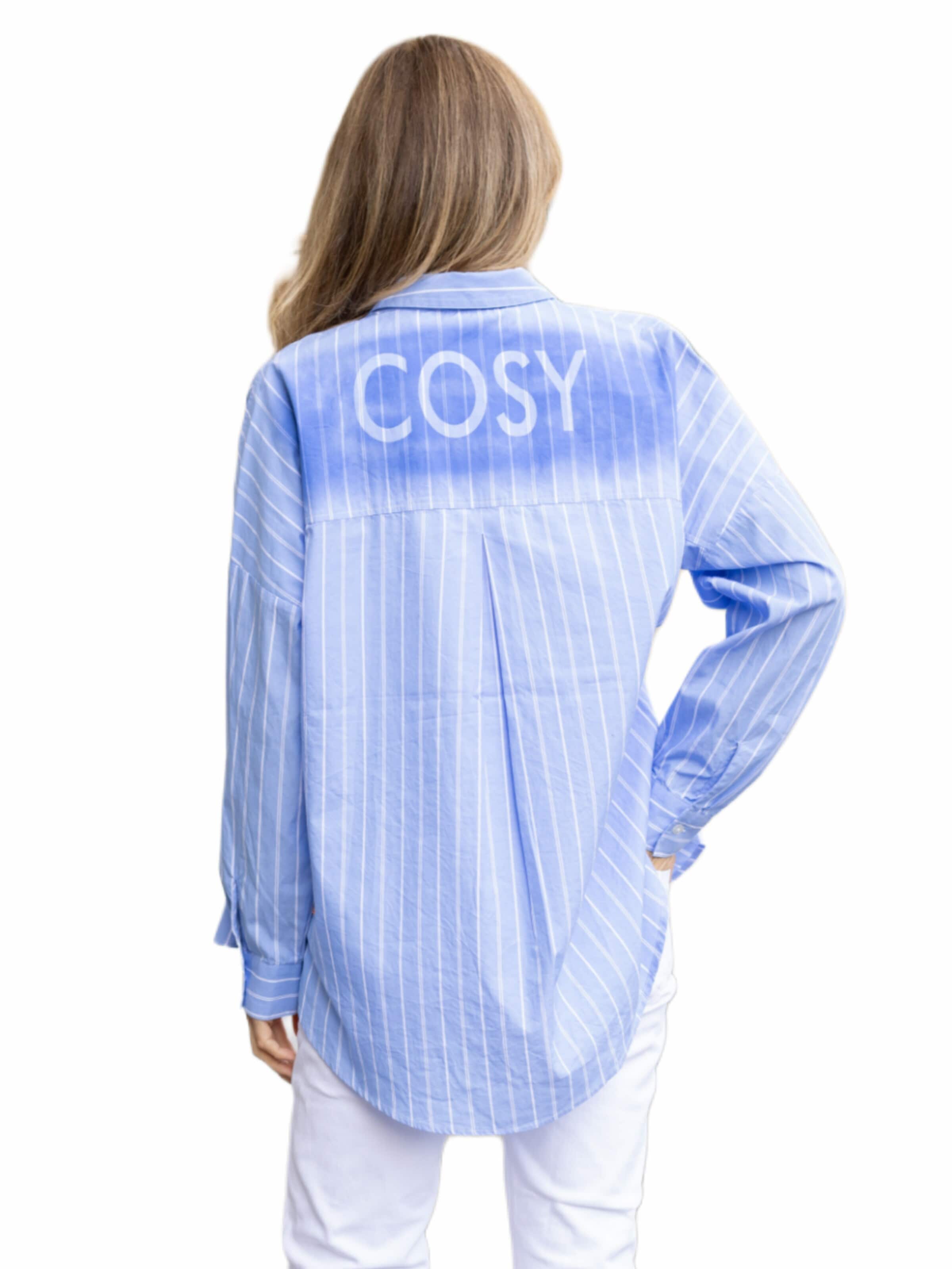 LIKS. Munich Blouse 'Damenbluse mit Print COSY aus Baumwolle - GloriaC' in Blauw