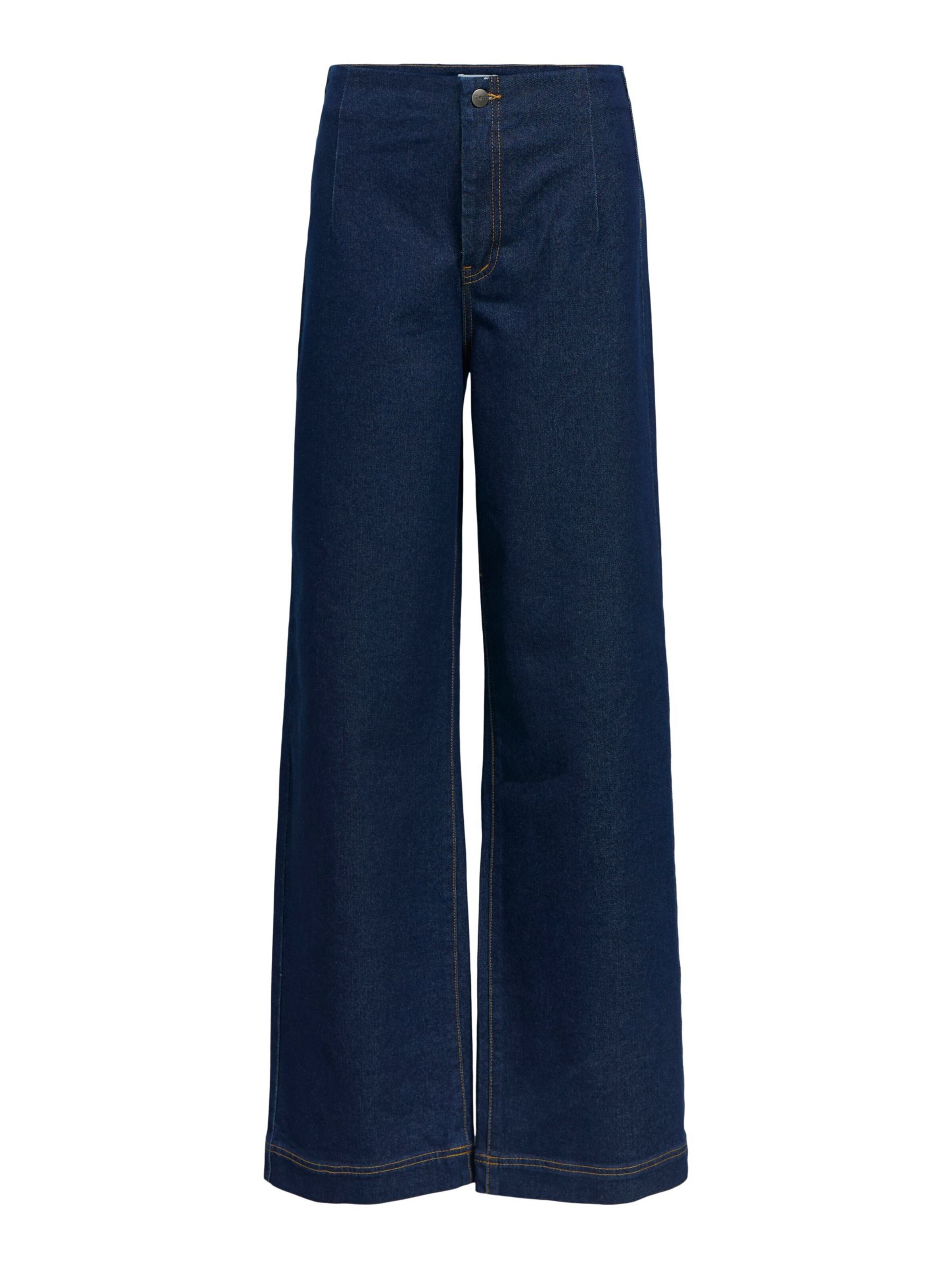 OBJECT Wide leg Bandplooi jeans 'OBJDaili' in Blauw: voorkant