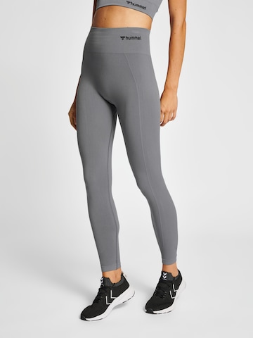 Hummel Skinny Workout Pants in Grey: front