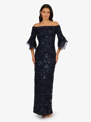Adrianna Papell Langes Abendkleid 'Sequin Lace Combo Column Gown' in Blau: Vorderseite