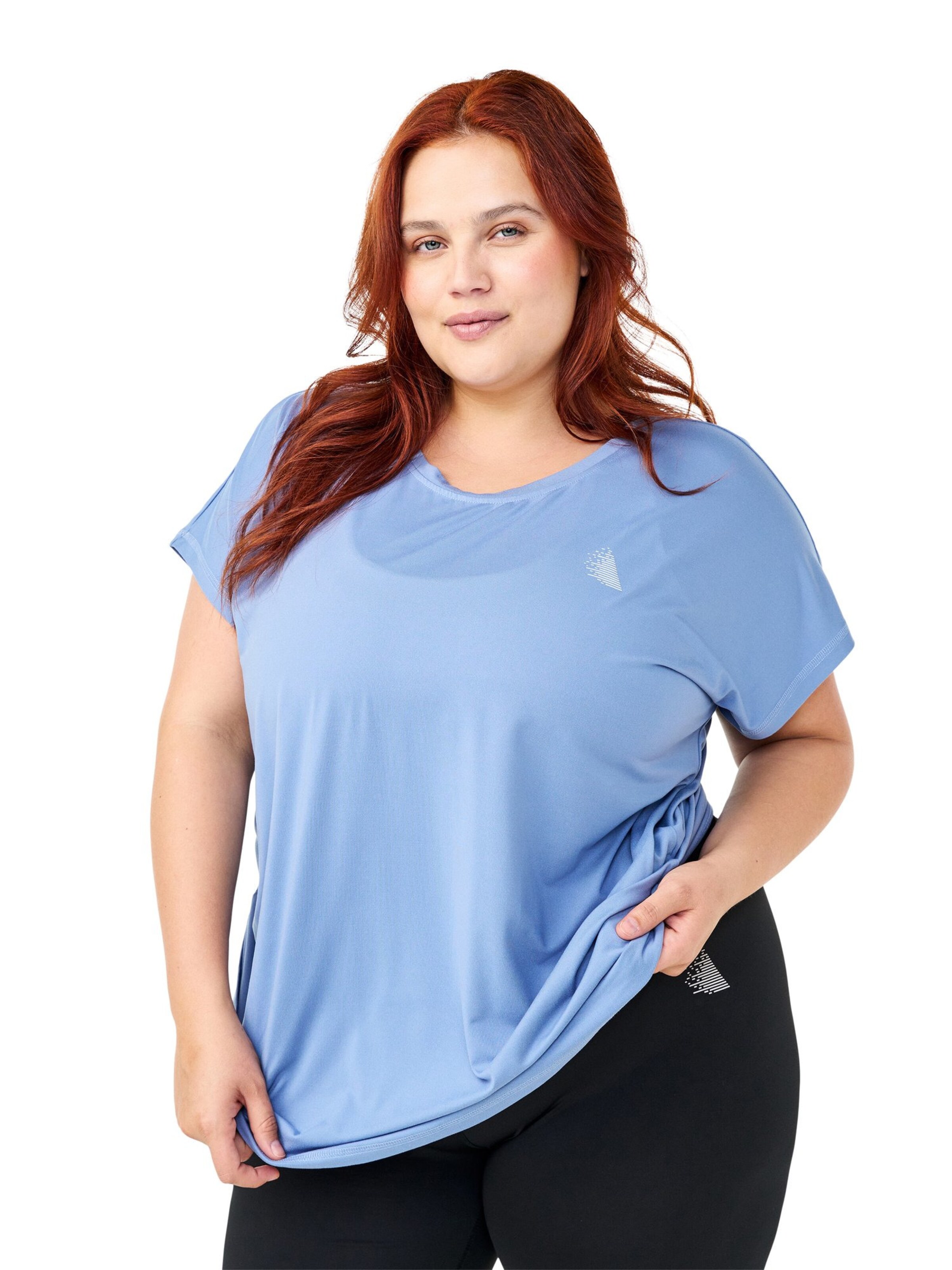Active by Zizzi T-shirt 'ABASIC' in Blau: Vorderseite