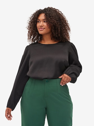 Zizzi Blouse 'MKIM' in Zwart: voorkant