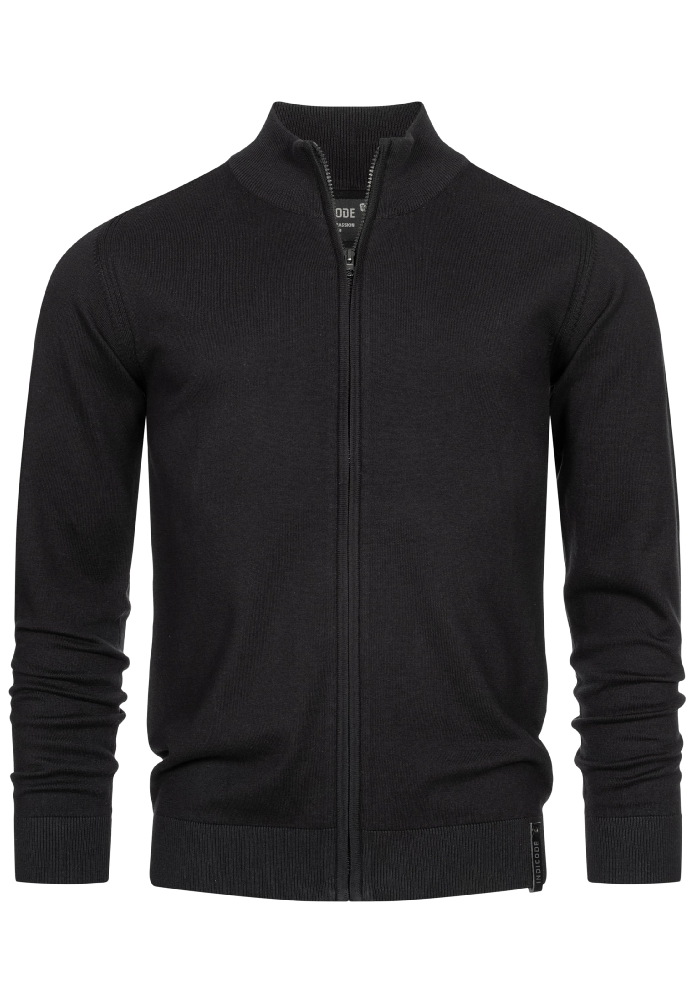 INDICODE JEANS Gebreid vest 'Lau' in Zwart: voorkant