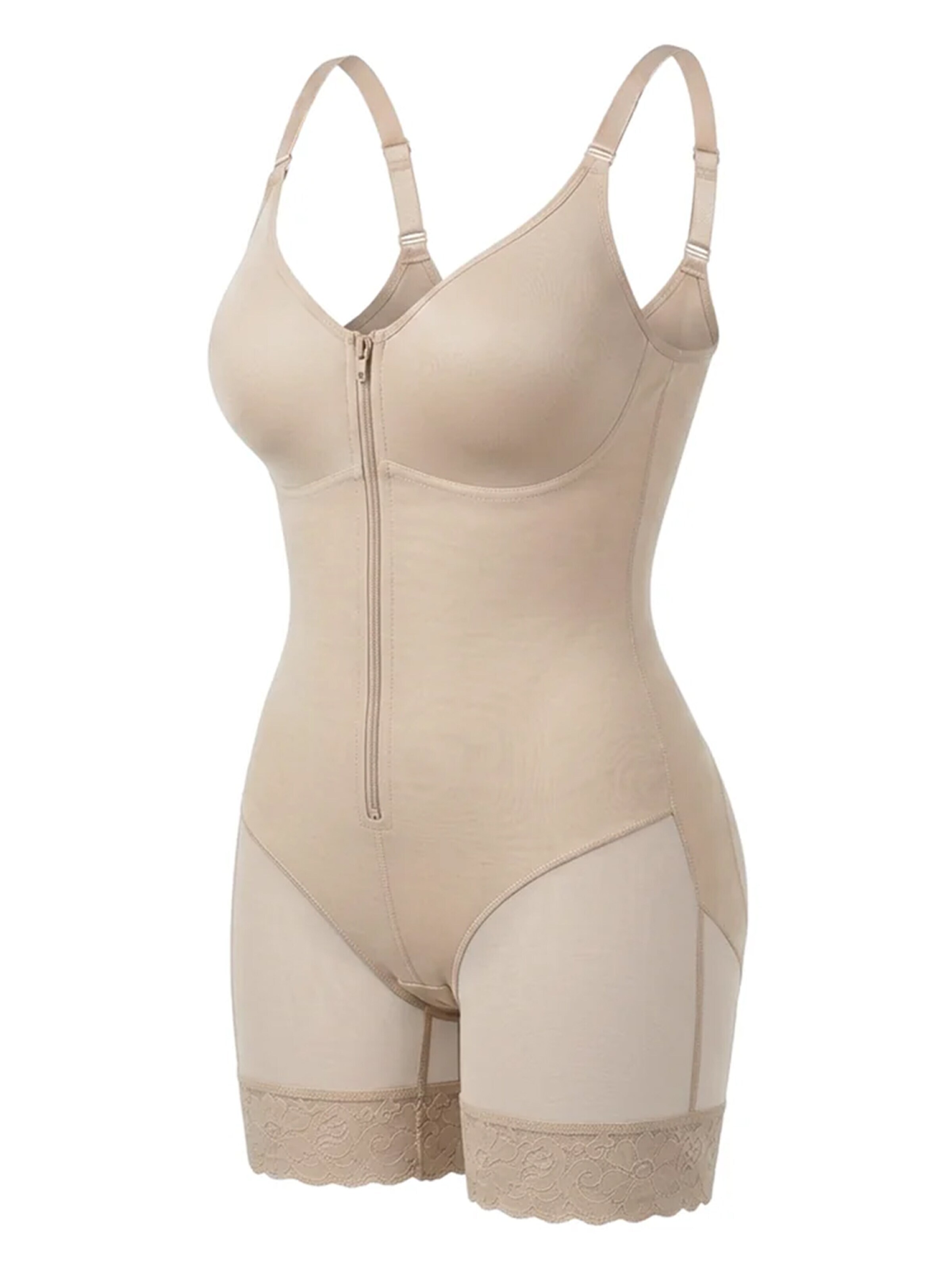 Shapetape Shapingbody 'Corrigerende Bodysuit met Rits en Pijpjes' in Beige