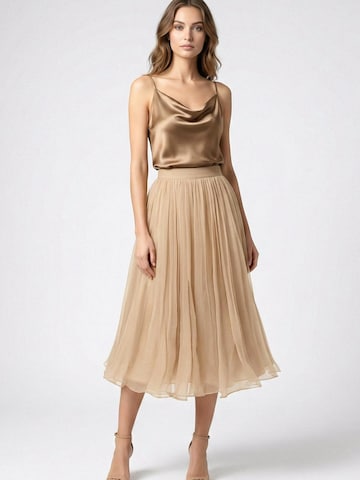 Fustă 'Gathered Silk Midi Skirt' de la AVENUE N°29 pe bej